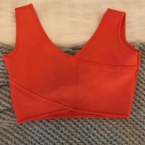 BCBGMAXAZRIA Fiery orange crop top